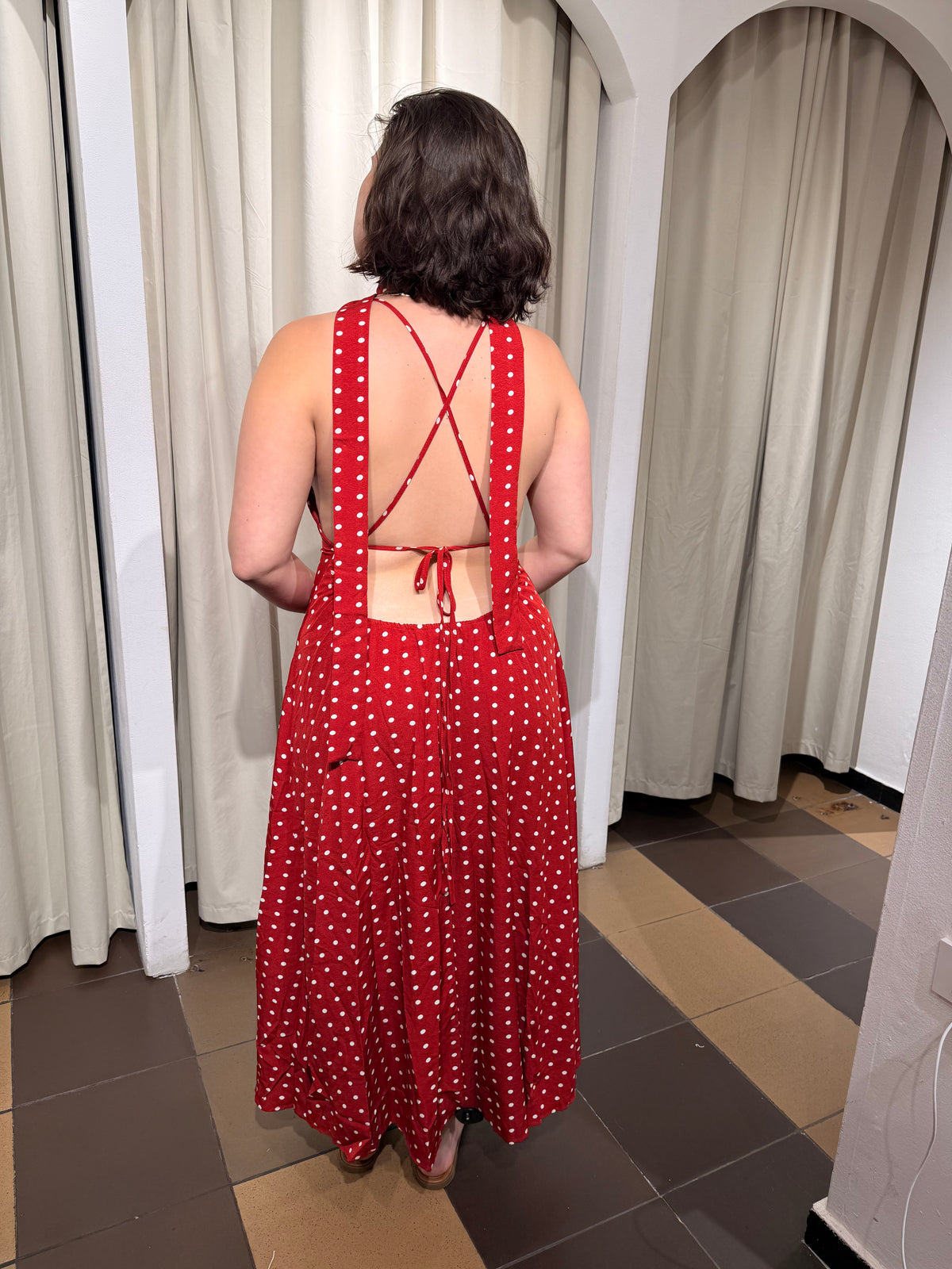 Vestido Polka Dot rojo - L
