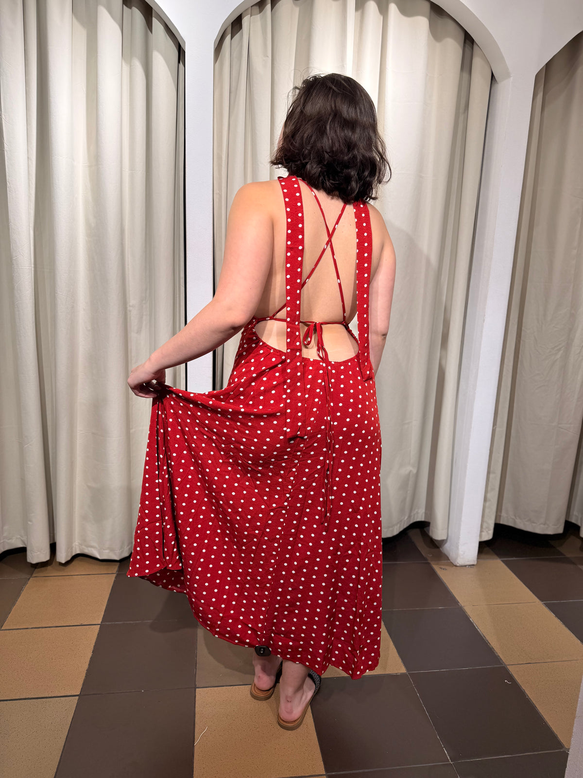 Vestido Polka Dot rojo - L