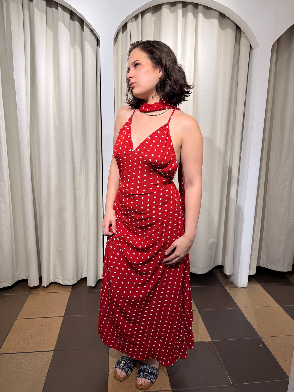 Vestido Polka Dot rojo - L