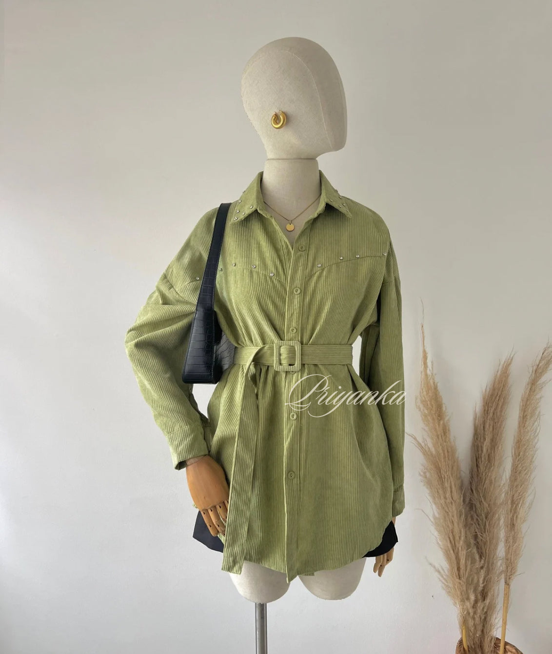 CAMISON PISTACHO EN PANA M/L