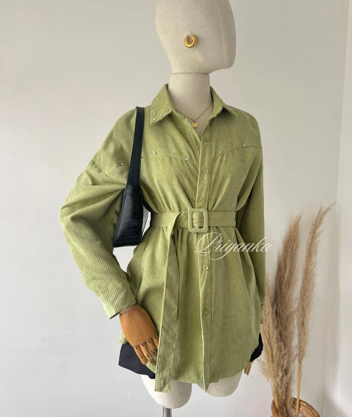 CAMISON PISTACHO EN PANA M/L