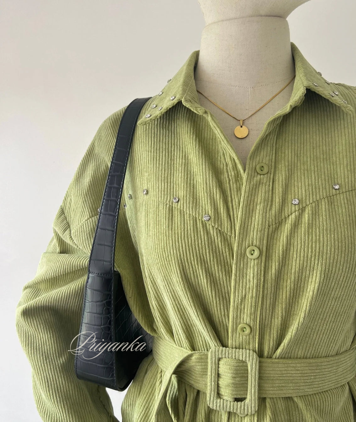 CAMISON PISTACHO EN PANA M/L