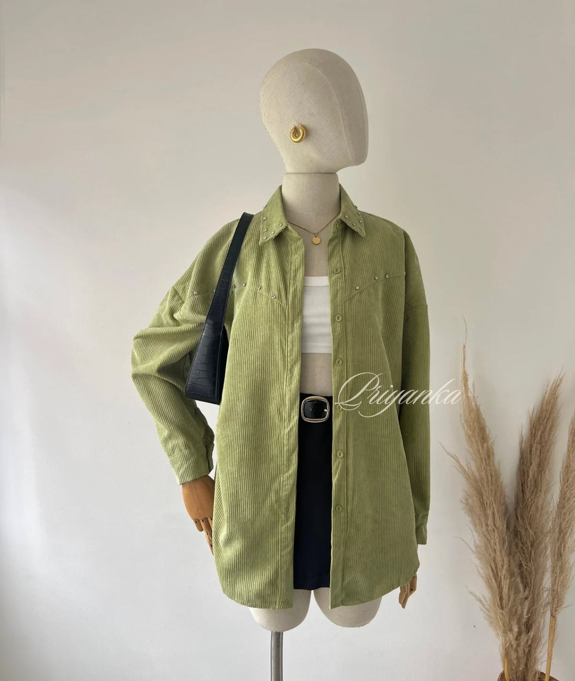 CAMISON PISTACHO EN PANA M/L