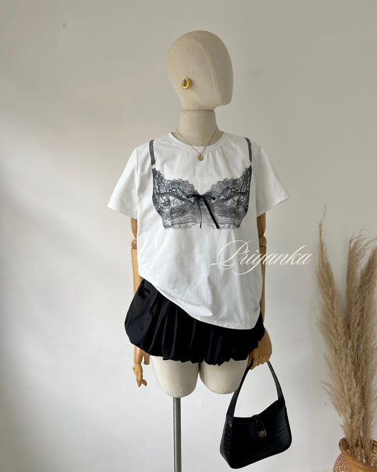T-SHIRT ESTAMPADO DE ENCAJE