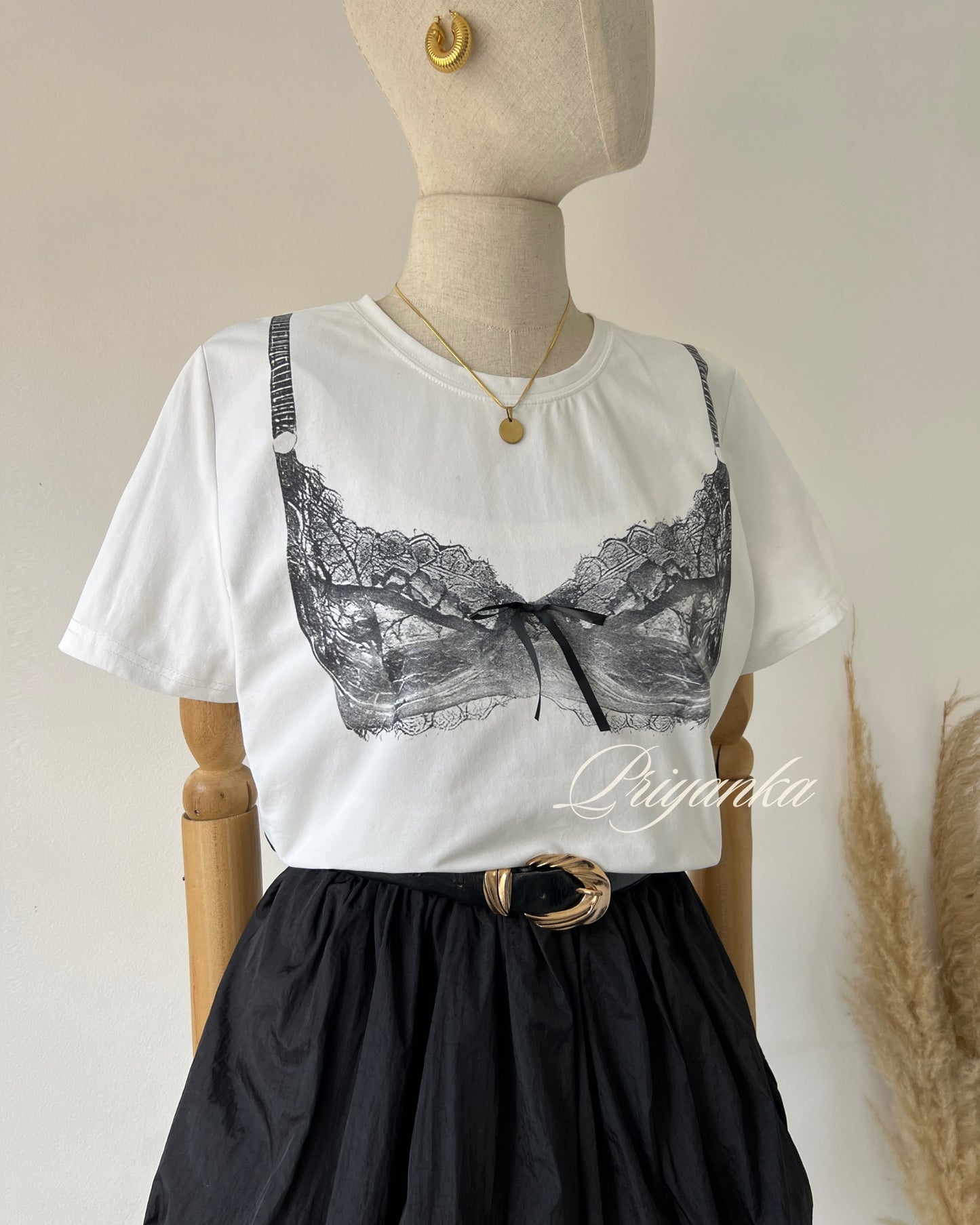 T-SHIRT ESTAMPADO DE ENCAJE