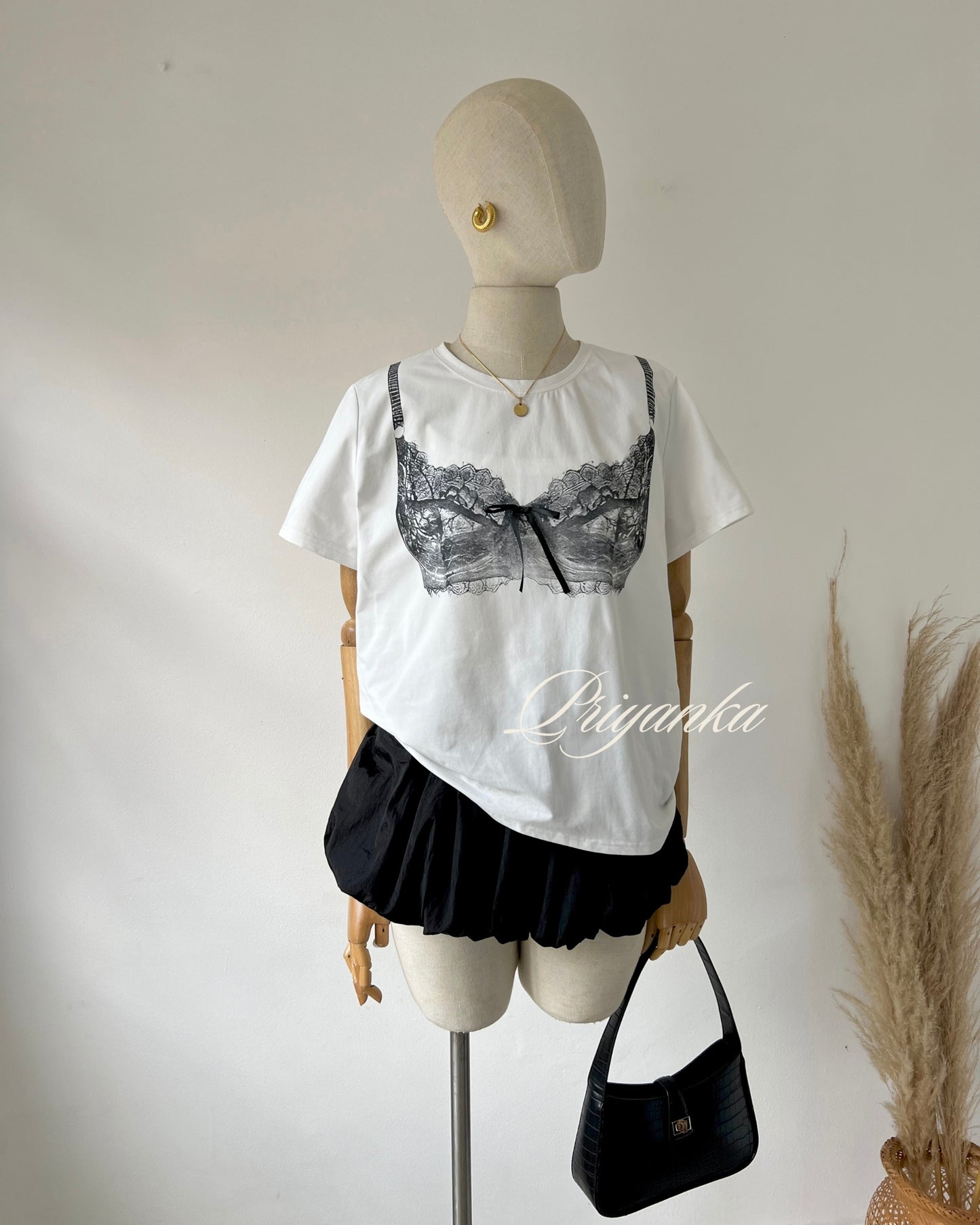 T-SHIRT ESTAMPADO DE ENCAJE